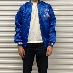Vintage 80s satin bomber snap jacket windbreaker.